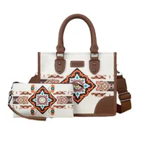 Women's Medium Canvas Geometric Ethnic Style Zipper Tote Bag main image 4