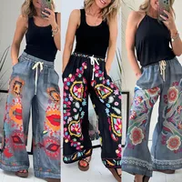 Women's Holiday Daily Streetwear Flower Full Length Printing Pocket Casual Pants Jeans main image 1