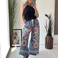 Women's Holiday Daily Streetwear Flower Full Length Printing Pocket Casual Pants Jeans main image 4