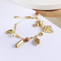 Brass Casual Simple Style Enamel Inlay Geometric Pearl Zircon Bracelets main image 3