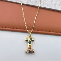 Copper 18K Gold Plated Inlay Letter Zircon sku image 9