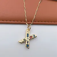 Copper 18K Gold Plated Inlay Letter Zircon sku image 24