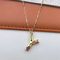 Copper 18K Gold Plated Inlay Letter Zircon sku image 25