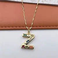 Copper 18K Gold Plated Inlay Letter Zircon sku image 26