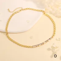 Copper 18K Gold Plated Plating Inlay Square Zircon Necklace sku image 4