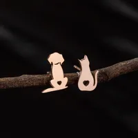 1 Pair Cute Simple Style Dog Polishing 304 Stainless Steel 18K Gold Plated Ear Studs main image 4