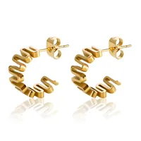 1 Pair IG Style Simple Style Commute C Shape Waves 304 Stainless Steel Ear Studs main image 2