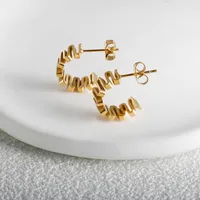 1 Pair IG Style Simple Style Commute C Shape Waves 304 Stainless Steel Ear Studs main image 1