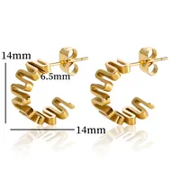 1 Pair IG Style Simple Style Commute C Shape Waves 304 Stainless Steel Ear Studs main image 7