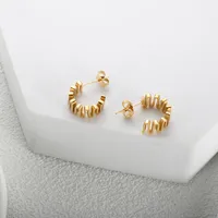 1 Pair IG Style Simple Style Commute C Shape Waves 304 Stainless Steel Ear Studs main image 4