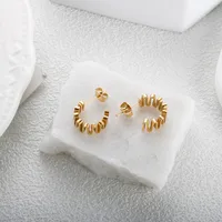 1 Pair IG Style Simple Style Commute C Shape Waves 304 Stainless Steel Ear Studs main image 5