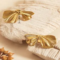 1 Pair Sweet IG Style Bow Knot 304 Stainless Steel 18K Gold Plated Ear Studs sku image 1