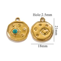 1 Piece 21 * 18mm Hole 2~2.9mm 304 Stainless Steel Turquoise Sun Pendant main image 8