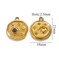 1 Piece 21 * 18mm Hole 2~2.9mm 304 Stainless Steel Turquoise Sun Pendant main image 7