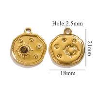 1 Piece 21 * 18mm Hole 2~2.9mm 304 Stainless Steel Turquoise Sun Pendant main image 9