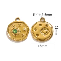 1 Piece 21 * 18mm Hole 2~2.9mm 304 Stainless Steel Turquoise Sun Pendant sku image 5