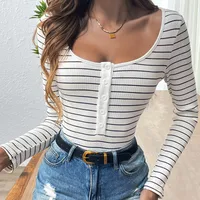 Women's Bodysuits Long Sleeve Bodysuits Casual Streetwear Stripe main image 3