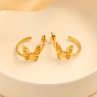 1 Pair Simple Style Commute Butterfly Plating 304 Stainless Steel 316 Stainless Steel  18K Gold Plated Ear Studs main image 1