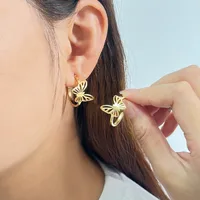 1 Pair Simple Style Commute Butterfly Plating 304 Stainless Steel 316 Stainless Steel  18K Gold Plated Ear Studs main image 8