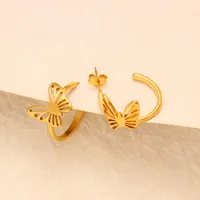 1 Pair Simple Style Commute Butterfly Plating 304 Stainless Steel 316 Stainless Steel  18K Gold Plated Ear Studs main image 7