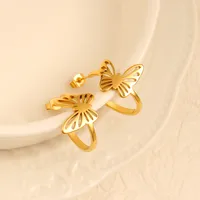 1 Pair Simple Style Commute Butterfly Plating 304 Stainless Steel 316 Stainless Steel  18K Gold Plated Ear Studs main image 6