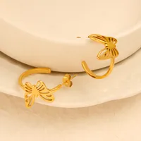 1 Pair Simple Style Commute Butterfly Plating 304 Stainless Steel 316 Stainless Steel  18K Gold Plated Ear Studs main image 5