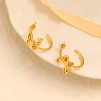 1 Pair Simple Style Commute Butterfly Plating 304 Stainless Steel 316 Stainless Steel  18K Gold Plated Ear Studs main image 3