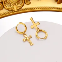 1 Pair Simple Style Commute Cross Plating 304 Stainless Steel 316 Stainless Steel  18K Gold Plated Drop Earrings main image 7