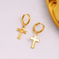 1 Pair Simple Style Commute Cross Plating 304 Stainless Steel 316 Stainless Steel  18K Gold Plated Drop Earrings main image 6