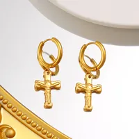 1 Pair Simple Style Commute Cross Plating 304 Stainless Steel 316 Stainless Steel  18K Gold Plated Drop Earrings main image 3