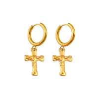 1 Pair Simple Style Commute Cross Plating 304 Stainless Steel 316 Stainless Steel  18K Gold Plated Drop Earrings sku image 1