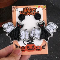 1 Pair Cute Funny Pumpkin Cat Magic Hat Alloy Glass Drop Earrings main image 3