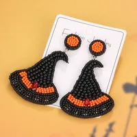 1 Pair Cute Funny Pumpkin Cat Magic Hat Alloy Glass Drop Earrings main image 2