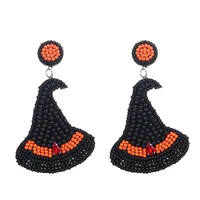 1 Pair Cute Funny Pumpkin Cat Magic Hat Alloy Glass Drop Earrings main image 5