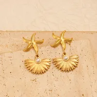 1 Pair Vacation Marine Style Starfish Shell 304 Stainless Steel 316 Stainless Steel  Drop Earrings main image 7