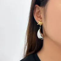 1 Pair Retro Commute Starfish 304 Stainless Steel 316 Stainless Steel  18K Gold Plated Drop Earrings main image 8