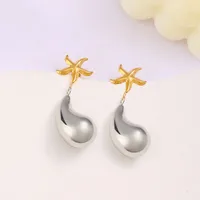 1 Pair Retro Commute Starfish 304 Stainless Steel 316 Stainless Steel  18K Gold Plated Drop Earrings main image 7