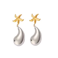 1 Pair Retro Commute Starfish 304 Stainless Steel 316 Stainless Steel  18K Gold Plated Drop Earrings sku image 1