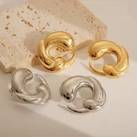 1 Pair Casual Modern Style C Shape Tornado Plating 304 Stainless Steel 18K Gold Plated Ear Studs main image 1