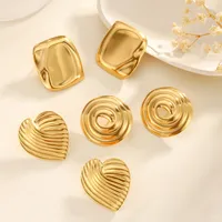 1 Pair Classical Exaggerated Classic Style Geometric Cookies Heart Shape 304 Stainless Steel Ear Studs main image 1