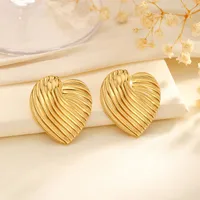 1 Pair Classical Exaggerated Classic Style Geometric Cookies Heart Shape 304 Stainless Steel Ear Studs main image 2