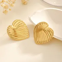 1 Pair Classical Exaggerated Classic Style Geometric Cookies Heart Shape 304 Stainless Steel Ear Studs main image 3