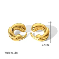 1 Pair Casual Modern Style C Shape Tornado Plating 304 Stainless Steel 18K Gold Plated Ear Studs sku image 2