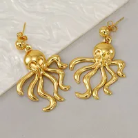 1 Pair Retro Simple Style Octopus Polishing Titanium Steel 18K Gold Plated Drop Earrings main image 1