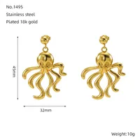 1 Pair Retro Simple Style Octopus Polishing Titanium Steel 18K Gold Plated Drop Earrings main image 6