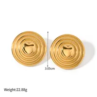 1 Pair Simple Style Round Heart Shape 304 Stainless Steel 18K Gold Plated Ear Studs main image 6