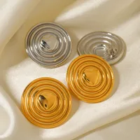 1 Pair Simple Style Round Heart Shape 304 Stainless Steel 18K Gold Plated Ear Studs main image 1