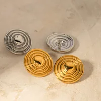 1 Pair Simple Style Round Heart Shape 304 Stainless Steel 18K Gold Plated Ear Studs main image 2