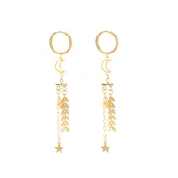 1 Pair Elegant Glam Star Moon Plating 304 Stainless Steel 18K Gold Plated Drop Earrings sku image 1