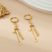 1 Pair Elegant Glam Star Moon Plating 304 Stainless Steel 18K Gold Plated Drop Earrings main image 3